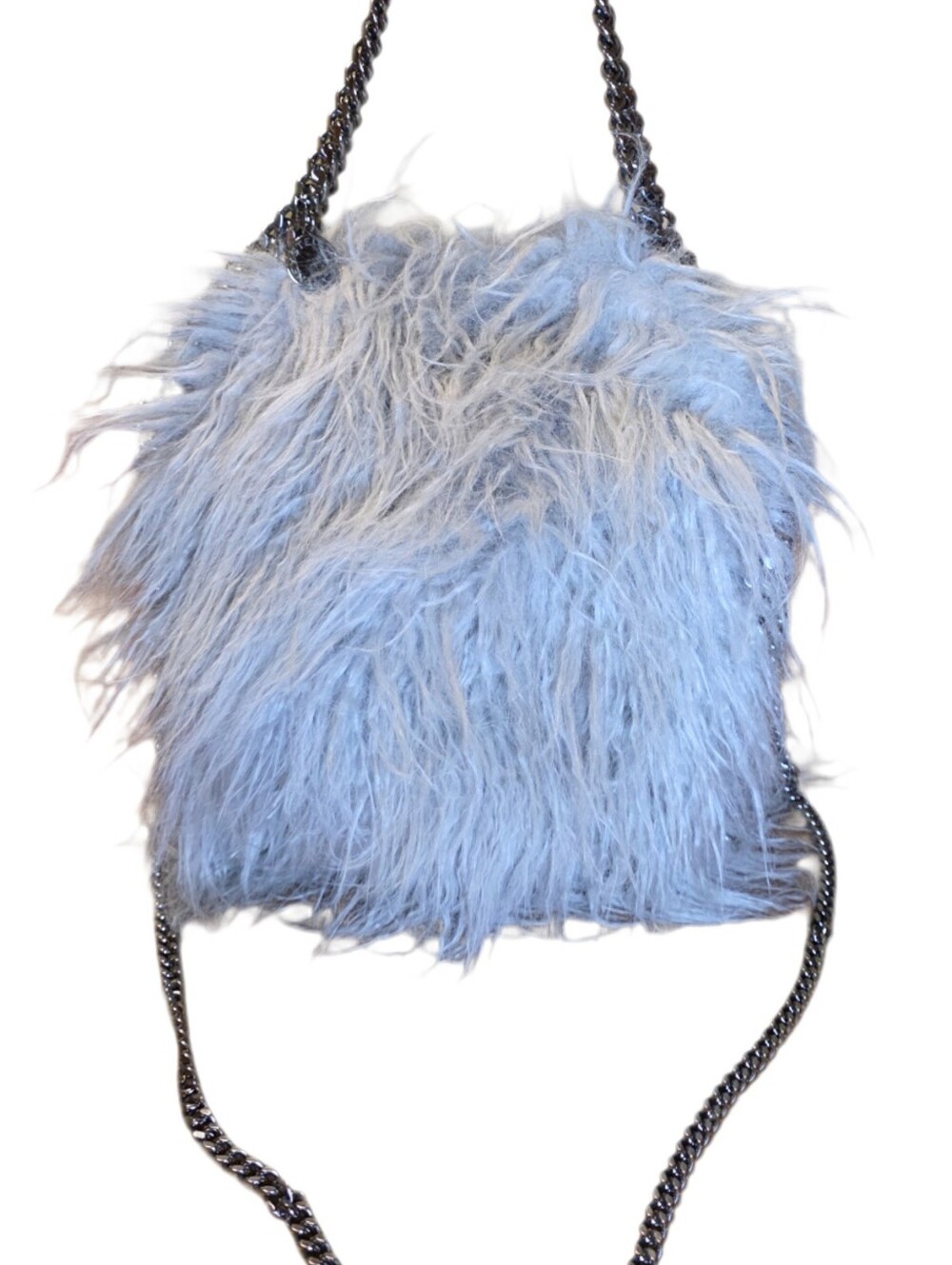 Stella McCartney Falabella Gray Faux Fur Chain Shoulder Bag